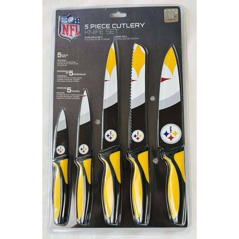 NEW NFL Pittsburgh Steelers 5-Piece Cutlery Knife Set for Kitchen/Tailgating/Bar